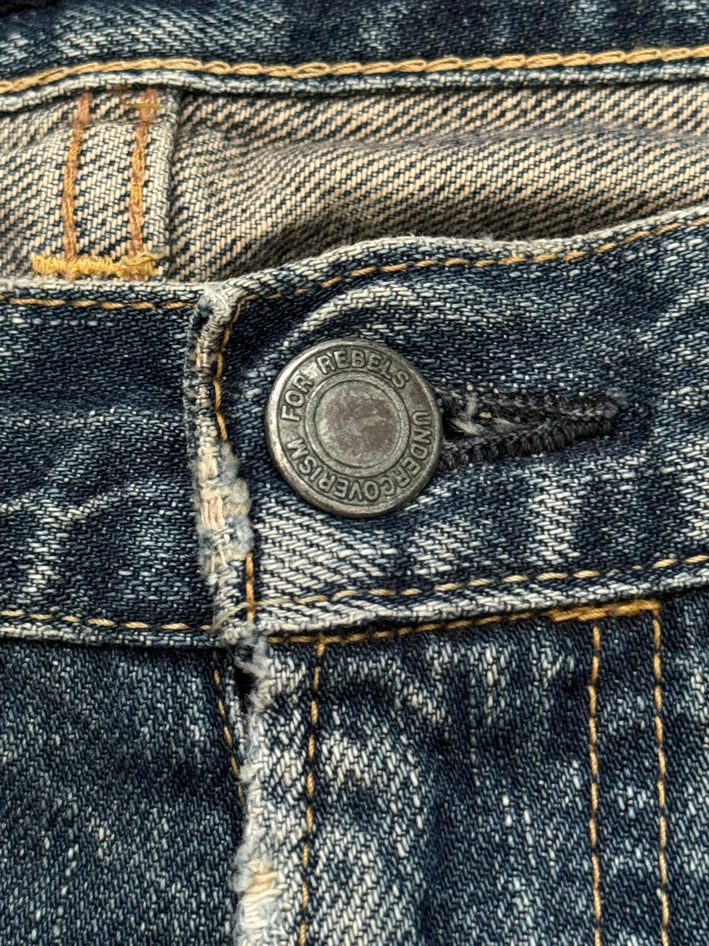 AW07 Undercover "Knit" Apple Fang Embroidered Denim Jeans
