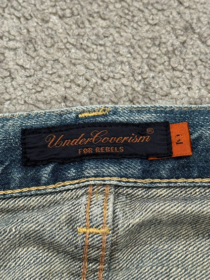 AW07 Undercover "Knit" Apple Fang Embroidered Denim Jeans