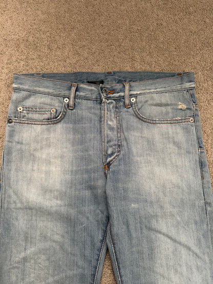 SS08 Dior Homme by Kris Van Assche Light Washed Blue Denim Jeans