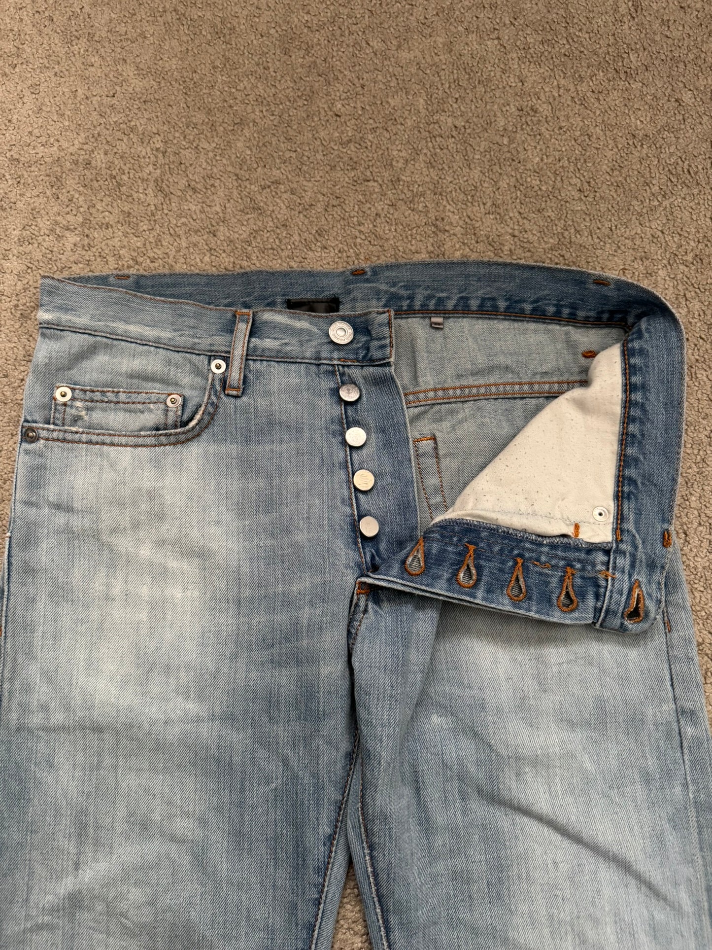 SS08 Dior Homme by Kris Van Assche Light Washed Blue Denim Jeans