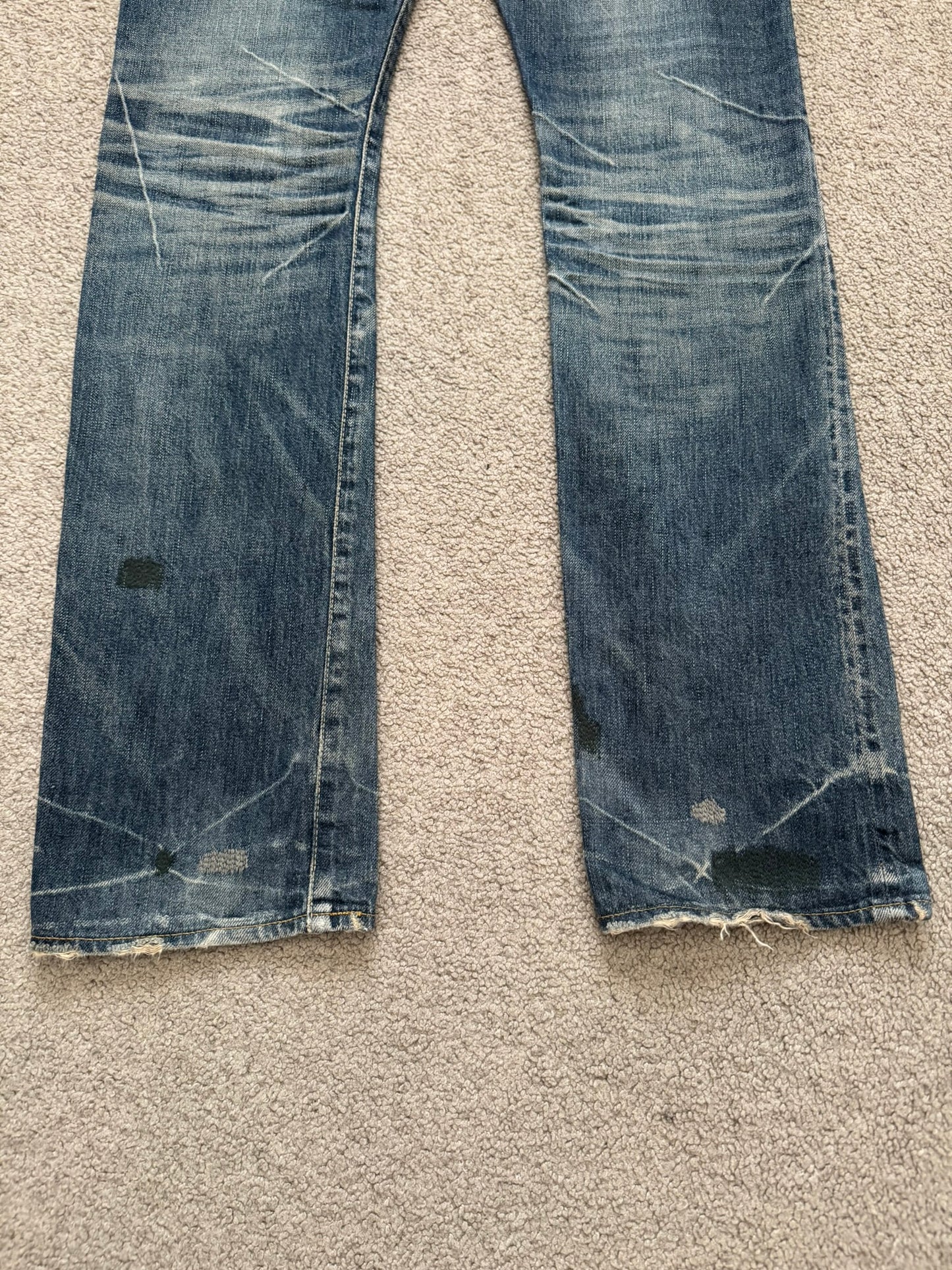 AW07 Undercover "Knit" Apple Fang Embroidered Denim Jeans