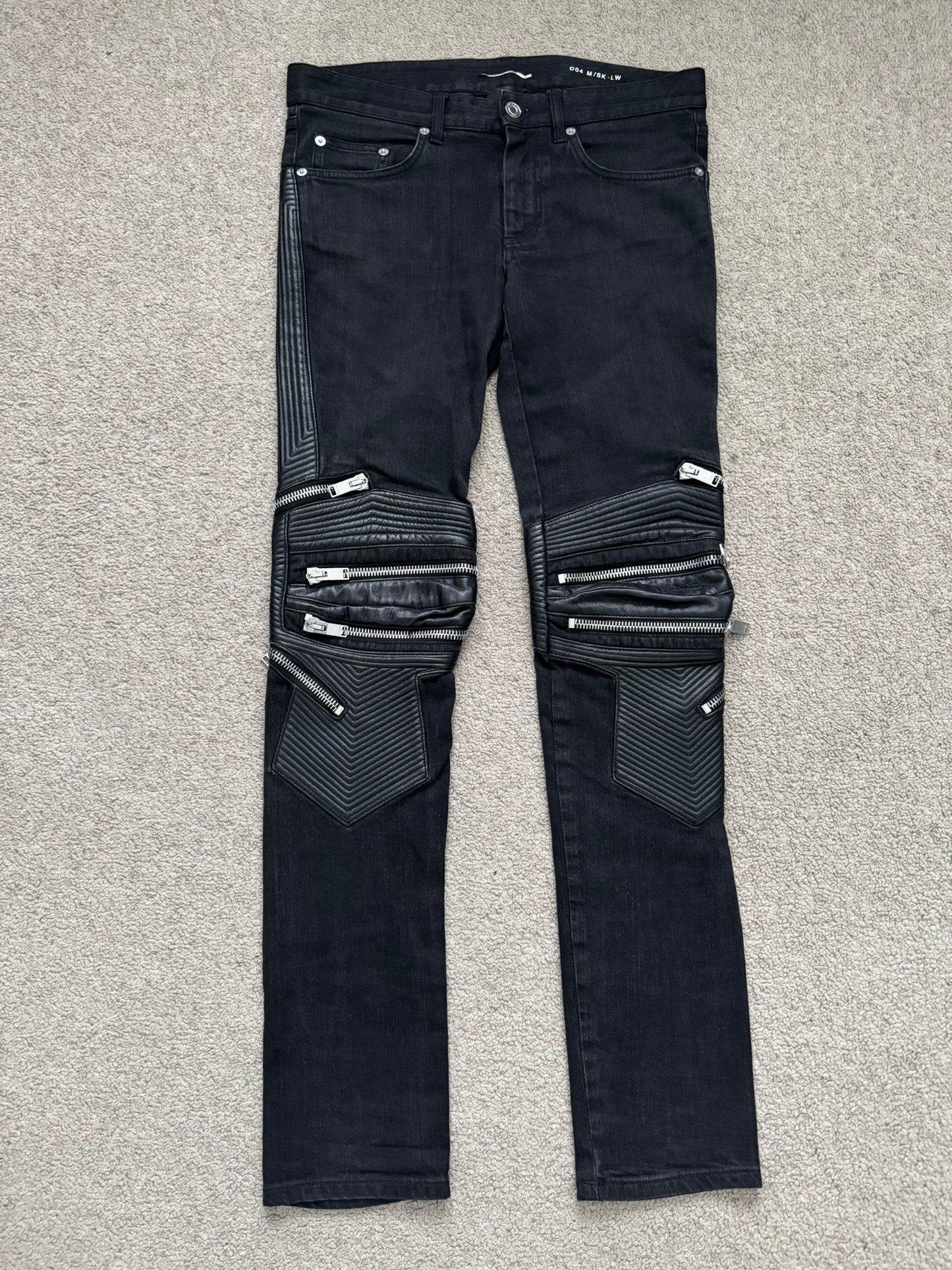 FW15 Saint Laurent by Hedi Slimane Biker Zip Knee D04 Denim Jeans