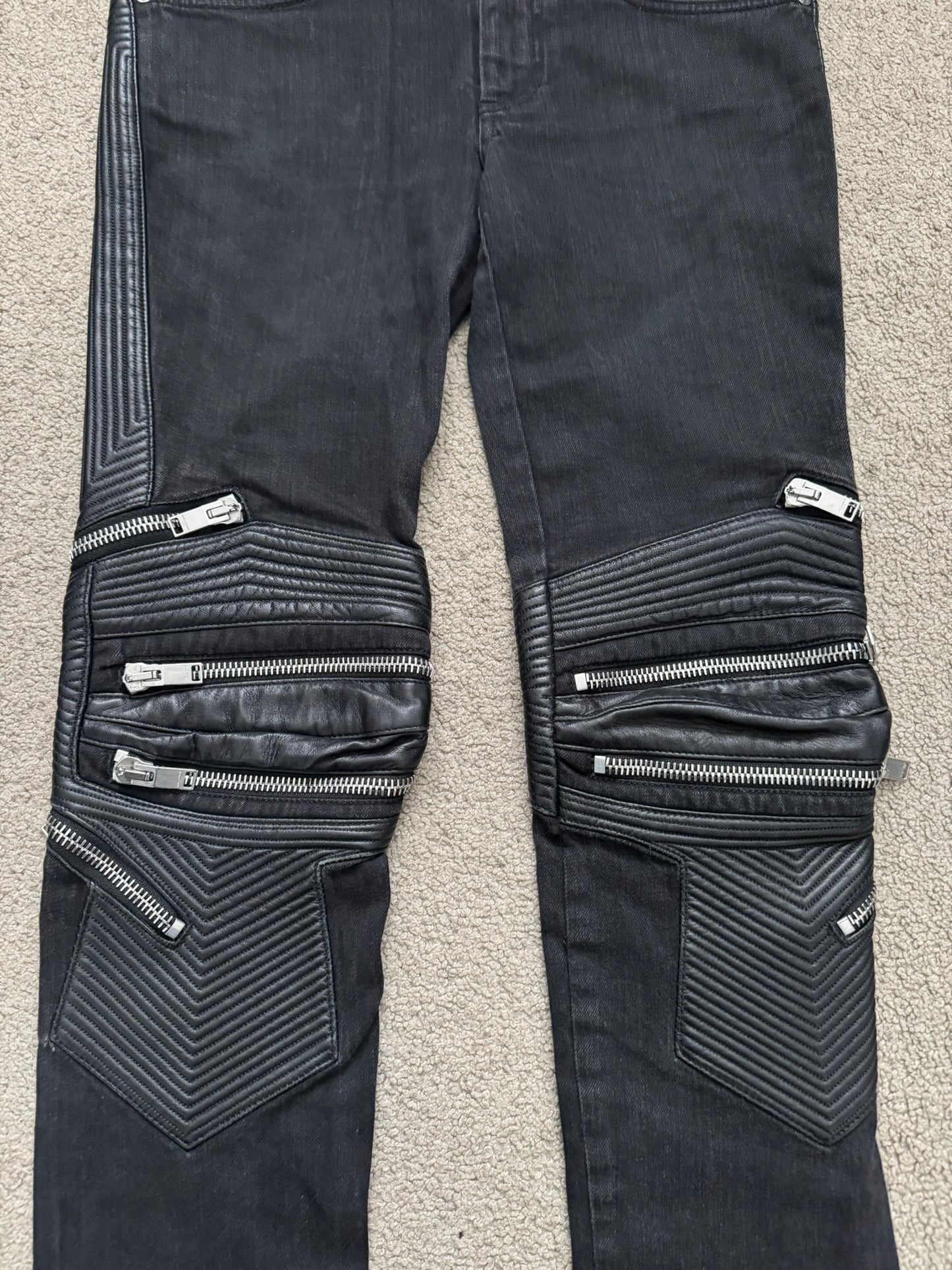 FW15 Saint Laurent by Hedi Slimane Biker Zip Knee D04 Denim Jeans