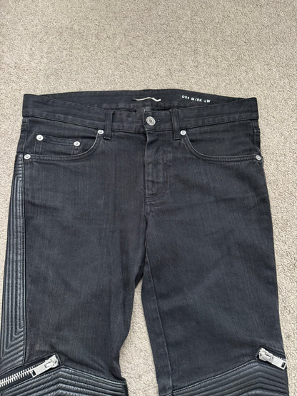 FW15 Saint Laurent by Hedi Slimane Biker Zip Knee D04 Denim Jeans