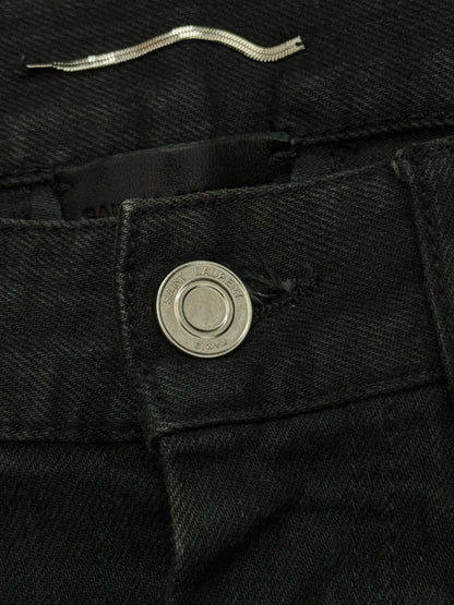 FW15 Saint Laurent by Hedi Slimane Biker Zip Knee D04 Denim Jeans