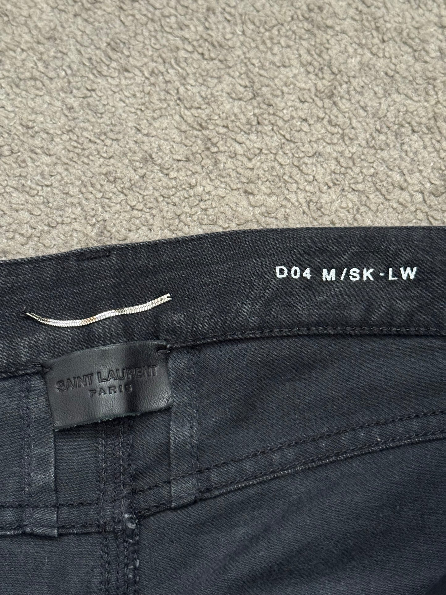 FW15 Saint Laurent by Hedi Slimane Biker Zip Knee D04 Denim Jeans