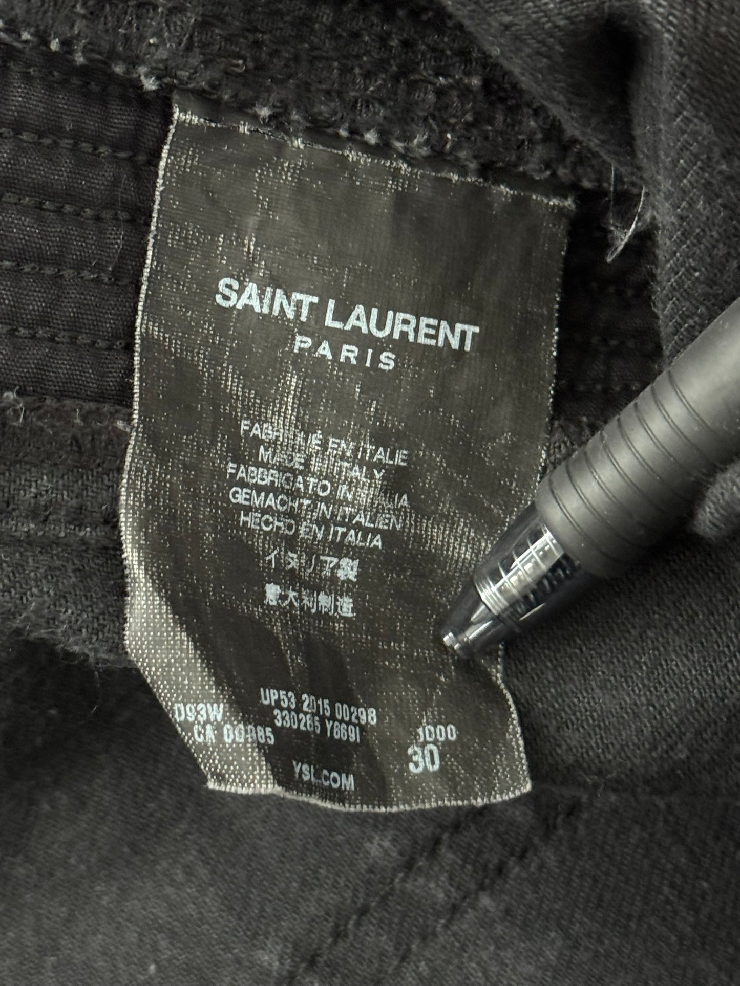 FW15 Saint Laurent by Hedi Slimane Biker Zip Knee D04 Denim Jeans