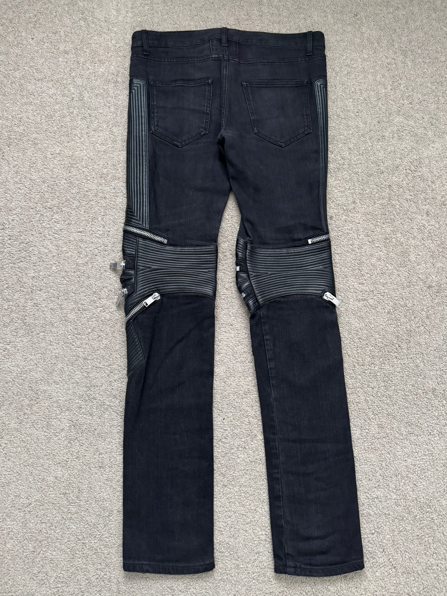 FW15 Saint Laurent by Hedi Slimane Biker Zip Knee D04 Denim Jeans