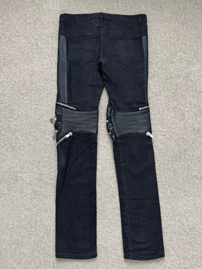 FW15 Saint Laurent by Hedi Slimane Biker Zip Knee D04 Denim Jeans