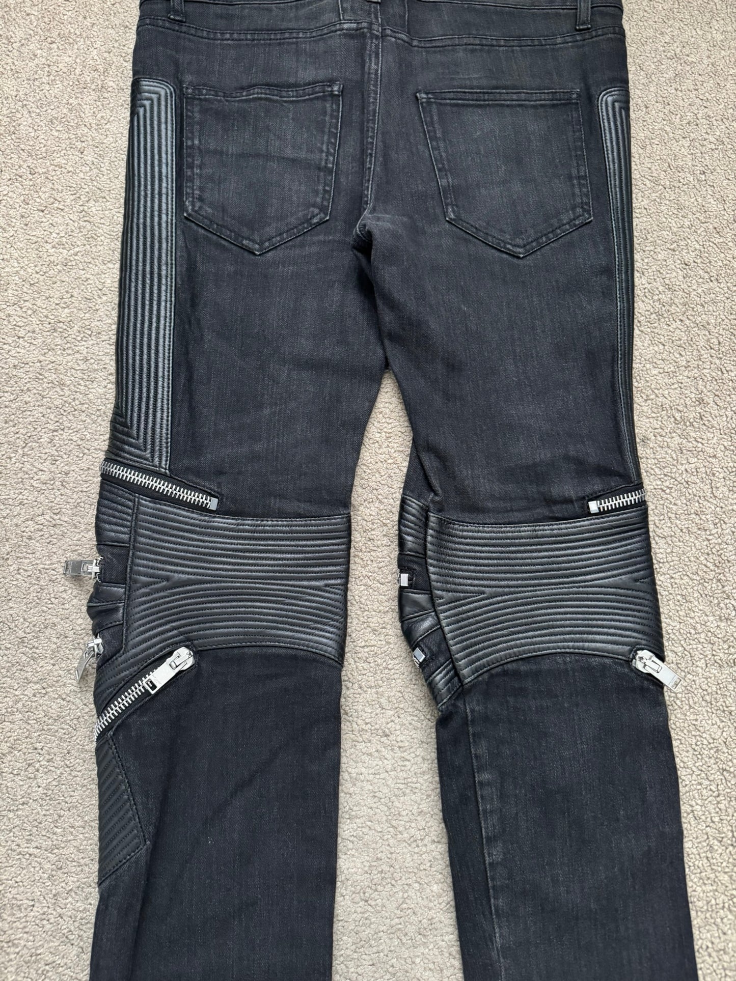 FW15 Saint Laurent by Hedi Slimane Biker Zip Knee D04 Denim Jeans