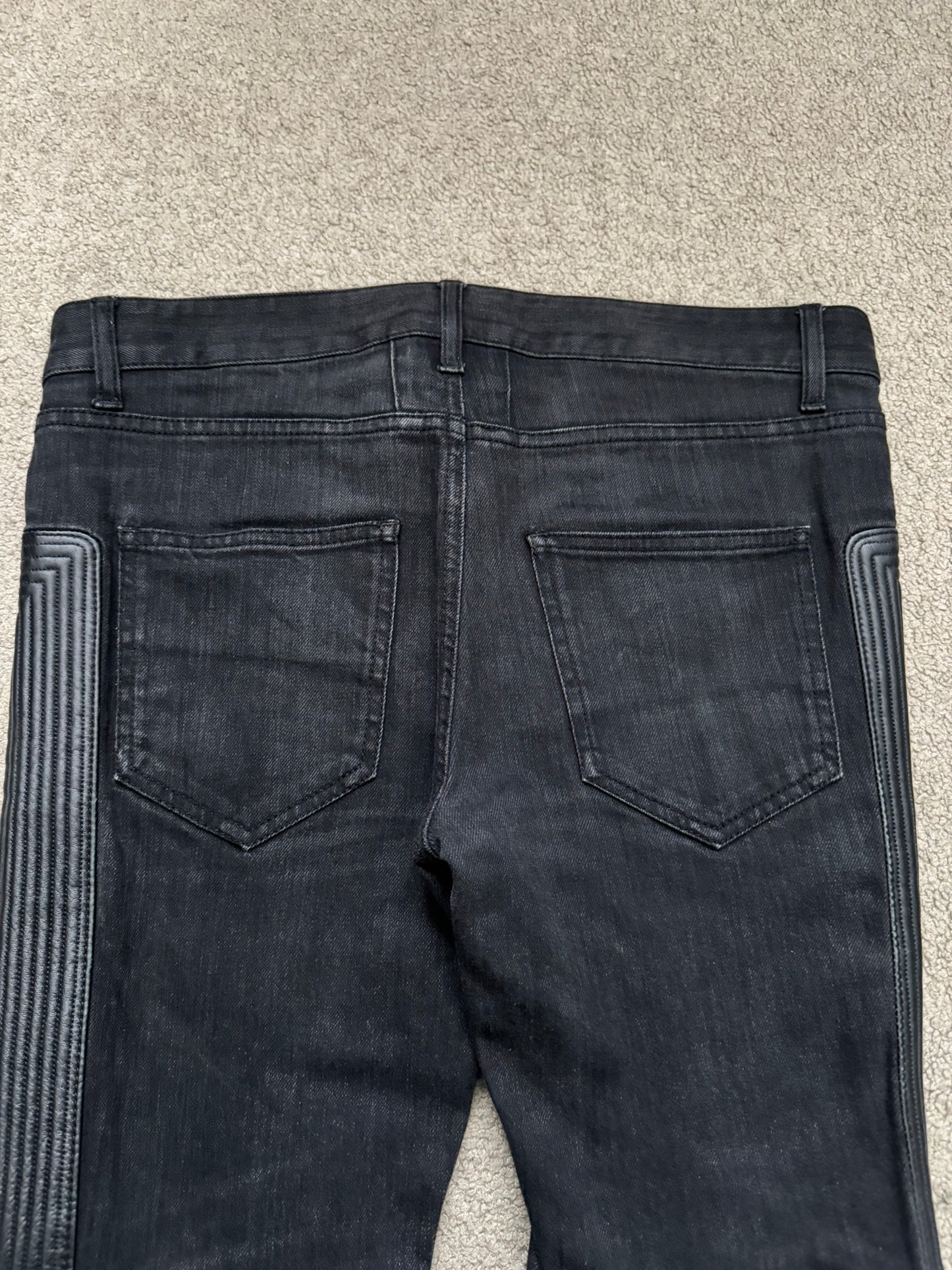 FW15 Saint Laurent by Hedi Slimane Biker Zip Knee D04 Denim Jeans