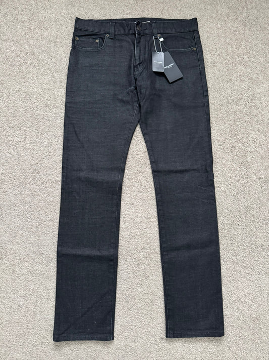 FW13 Saint Laurent by Hedi Slimane Black Waxed D02 Denim Jeans
