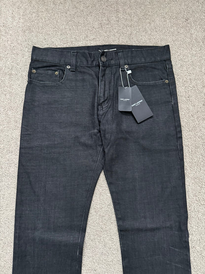 FW13 Saint Laurent by Hedi Slimane Black Waxed D02 Denim Jeans