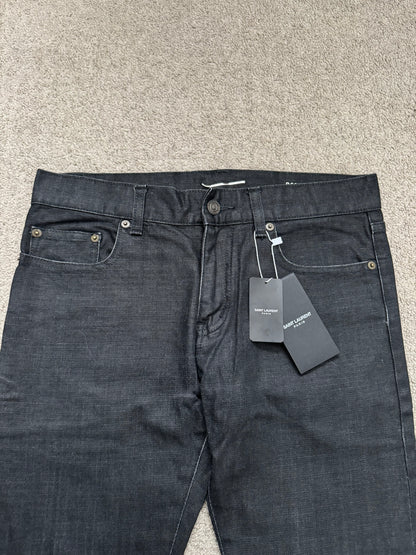 FW13 Saint Laurent by Hedi Slimane Black Waxed D02 Denim Jeans