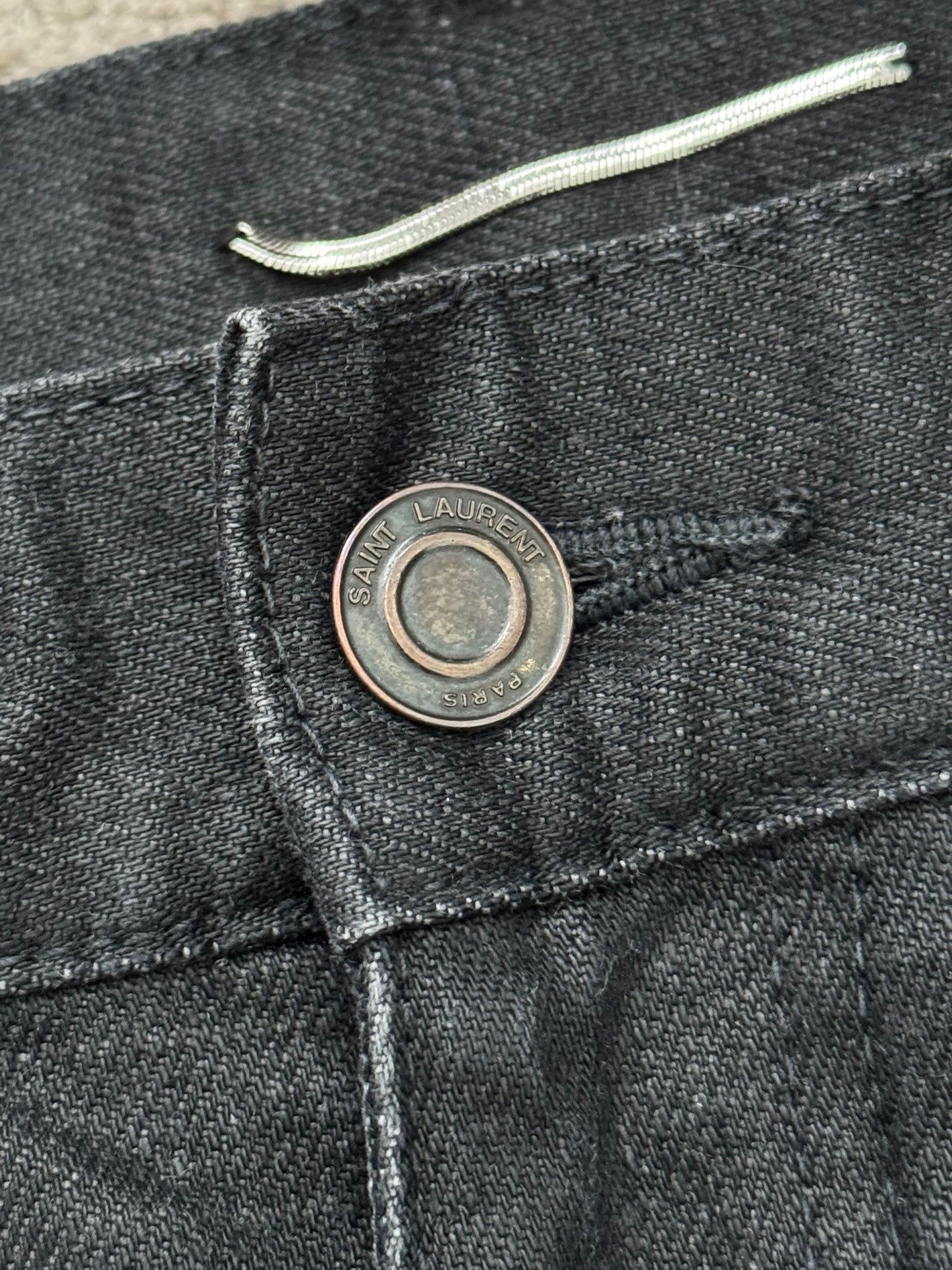 FW13 Saint Laurent by Hedi Slimane Black Waxed D02 Denim Jeans