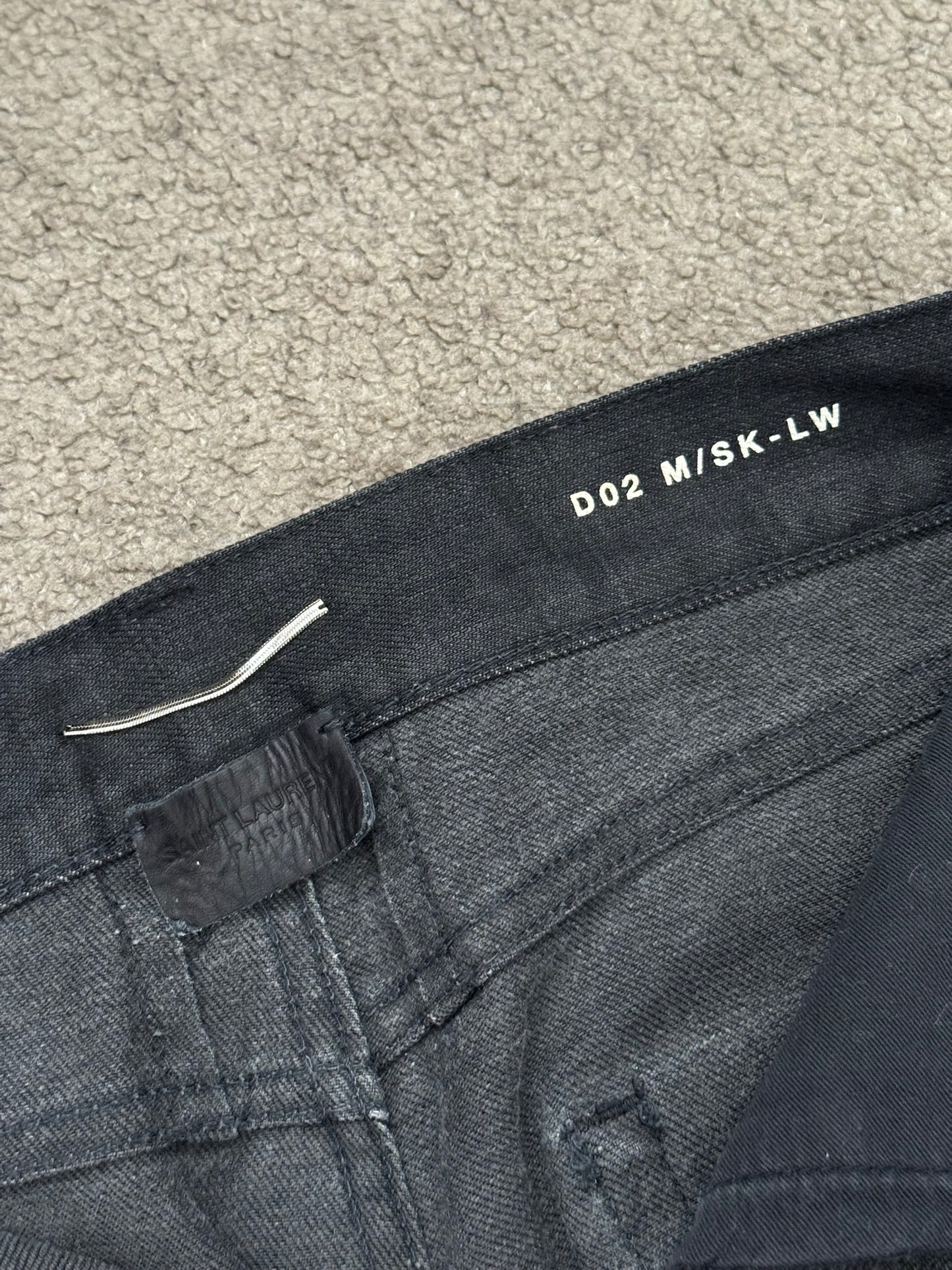 FW13 Saint Laurent by Hedi Slimane Black Waxed D02 Denim Jeans