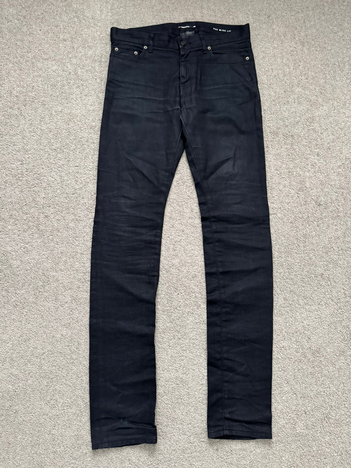 SS16 Saint Laurent by Hedi Slimane Black Waxed D02 Denim Jeans