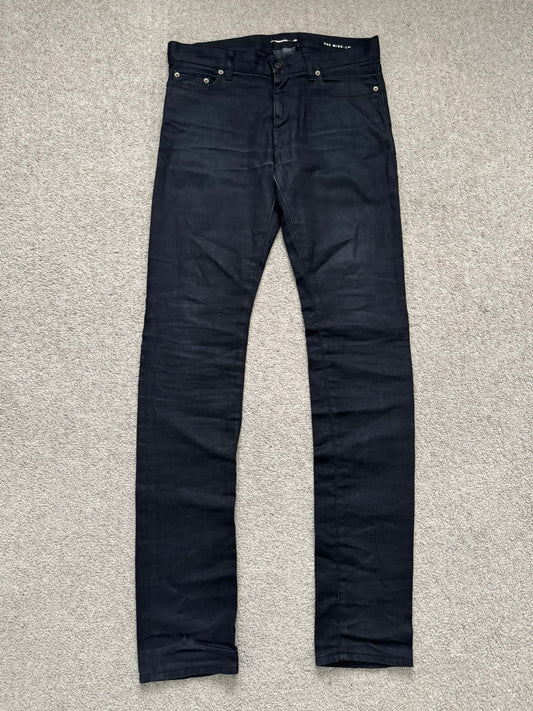 SS16 Saint Laurent by Hedi Slimane Black Waxed D02 Denim Jeans