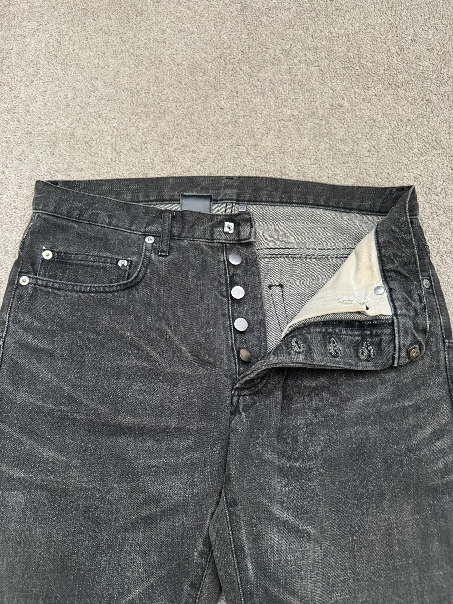 AW04 Dior Homme by Hedi Slimane MIJ Clawmark Grey Denim Jeans