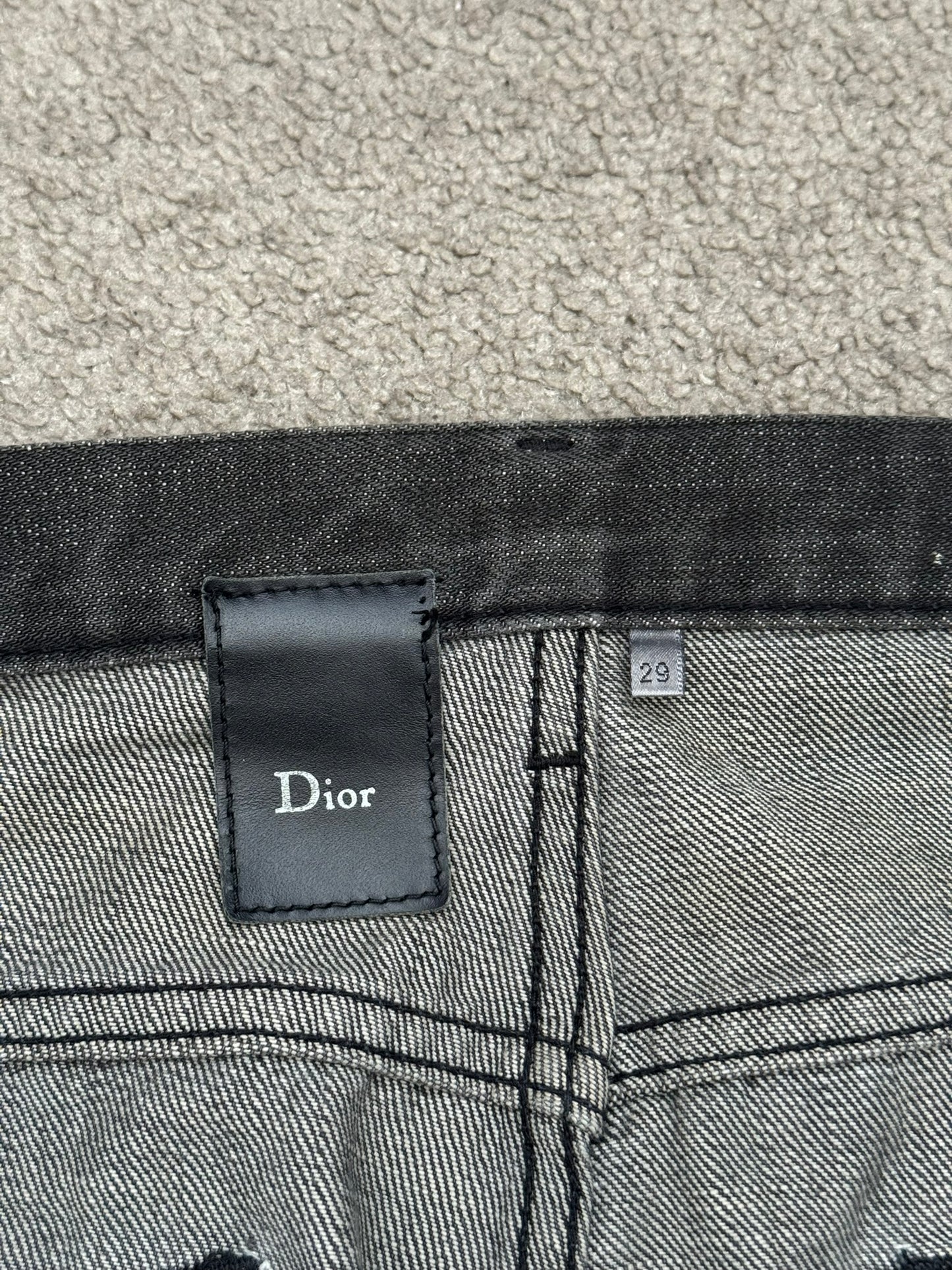 AW04 Dior Homme by Hedi Slimane MIJ Clawmark Grey Denim Jeans