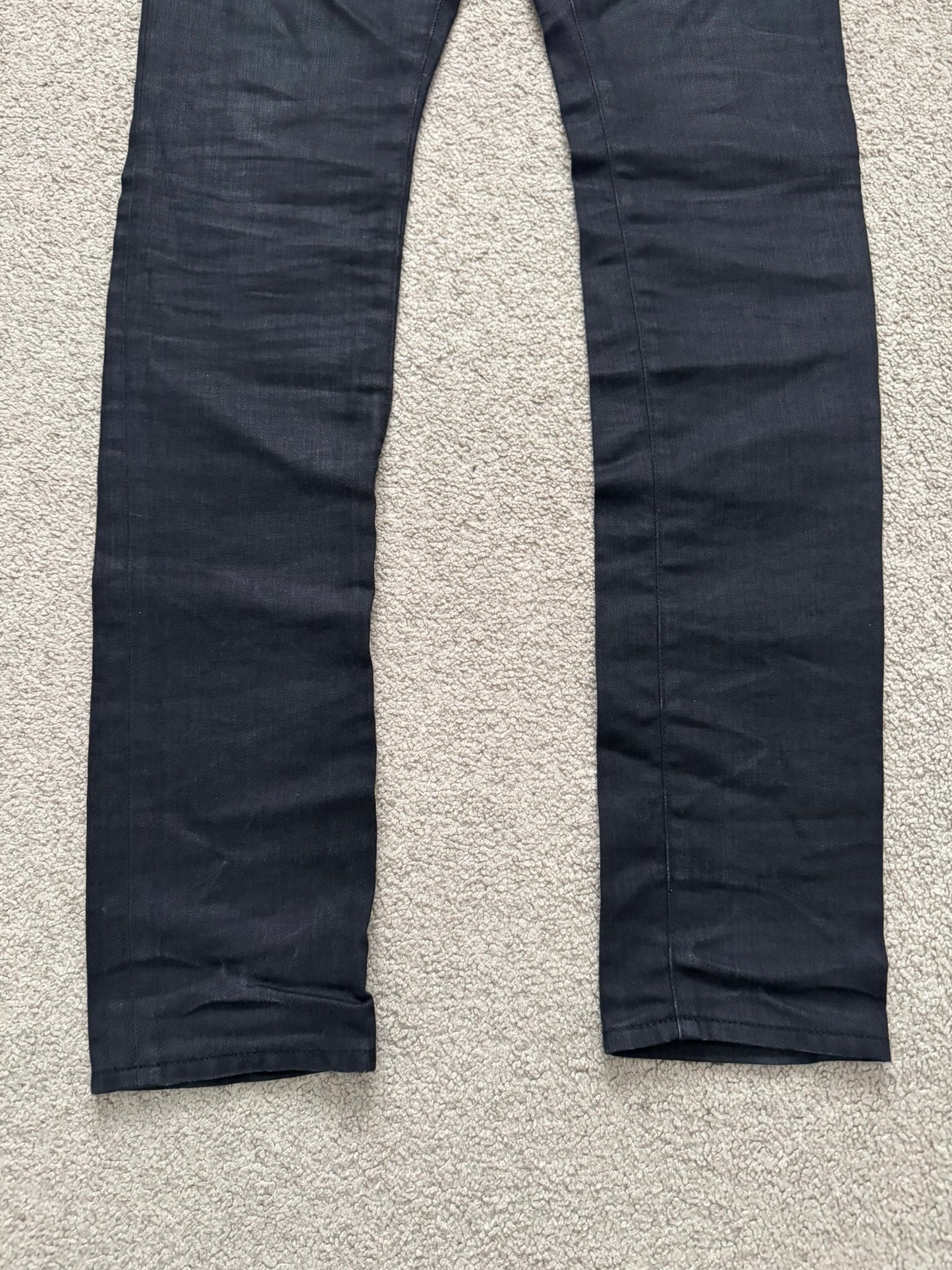 SS16 Saint Laurent by Hedi Slimane Black Waxed D02 Denim Jeans