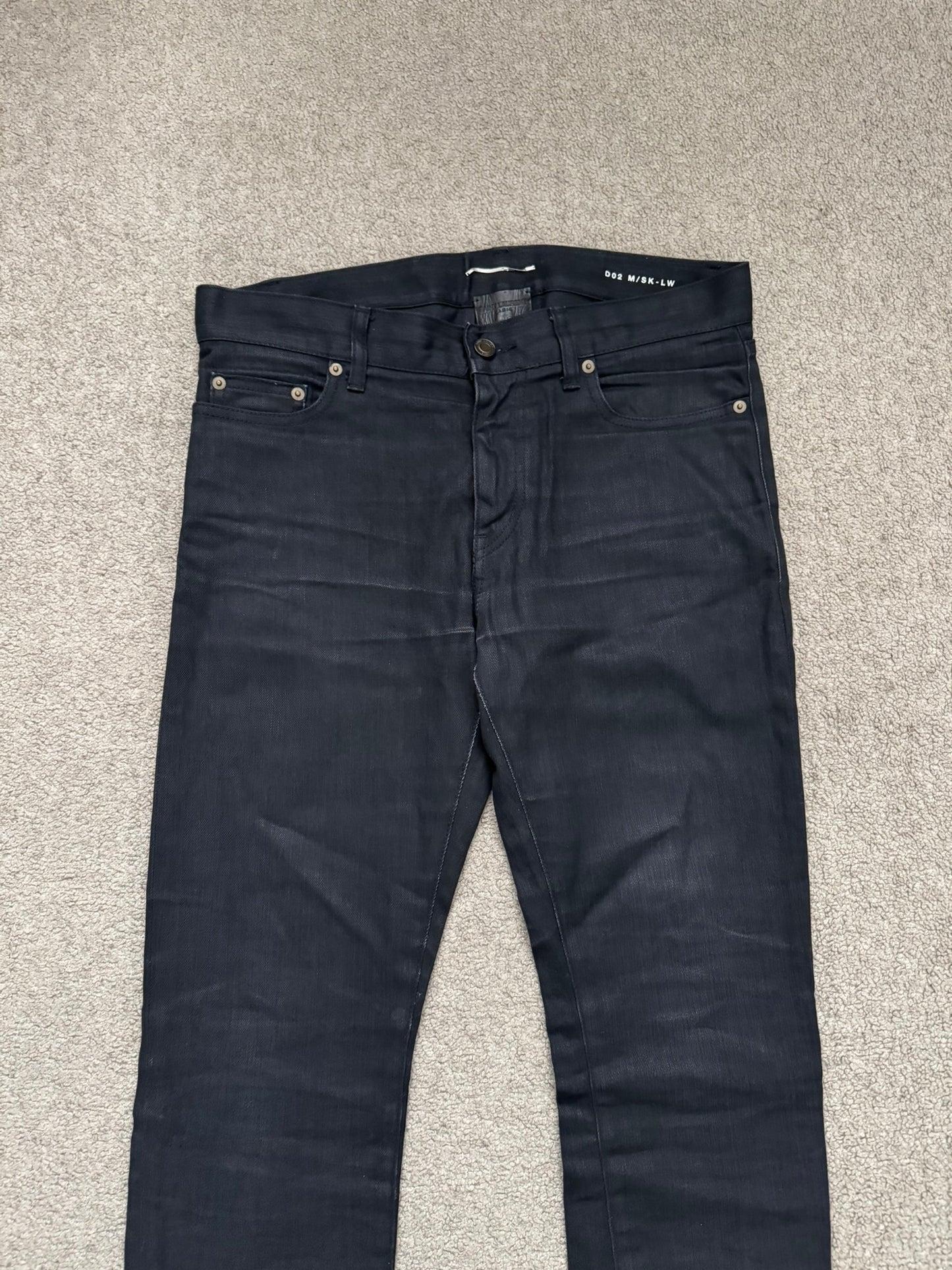 SS16 Saint Laurent by Hedi Slimane Black Waxed D02 Denim Jeans