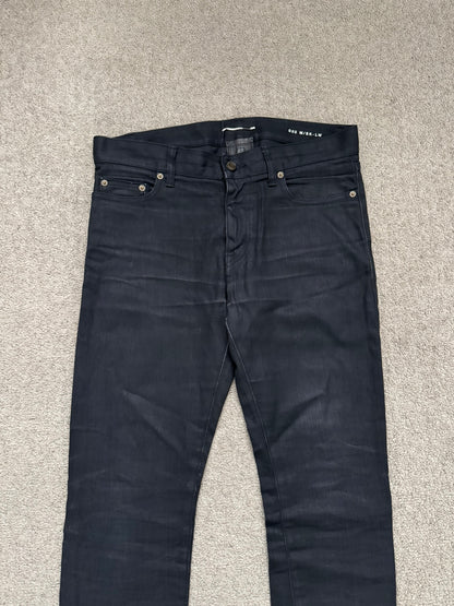 SS16 Saint Laurent by Hedi Slimane Black Waxed D02 Denim Jeans