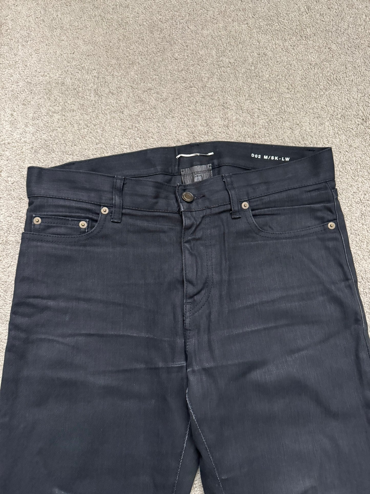 SS16 Saint Laurent by Hedi Slimane Black Waxed D02 Denim Jeans