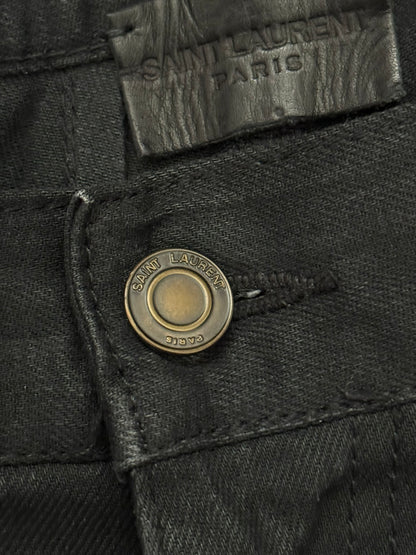 SS16 Saint Laurent by Hedi Slimane Black Waxed D02 Denim Jeans