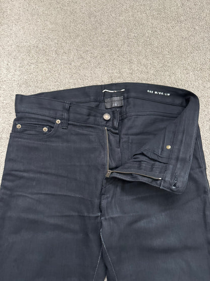 SS16 Saint Laurent by Hedi Slimane Black Waxed D02 Denim Jeans