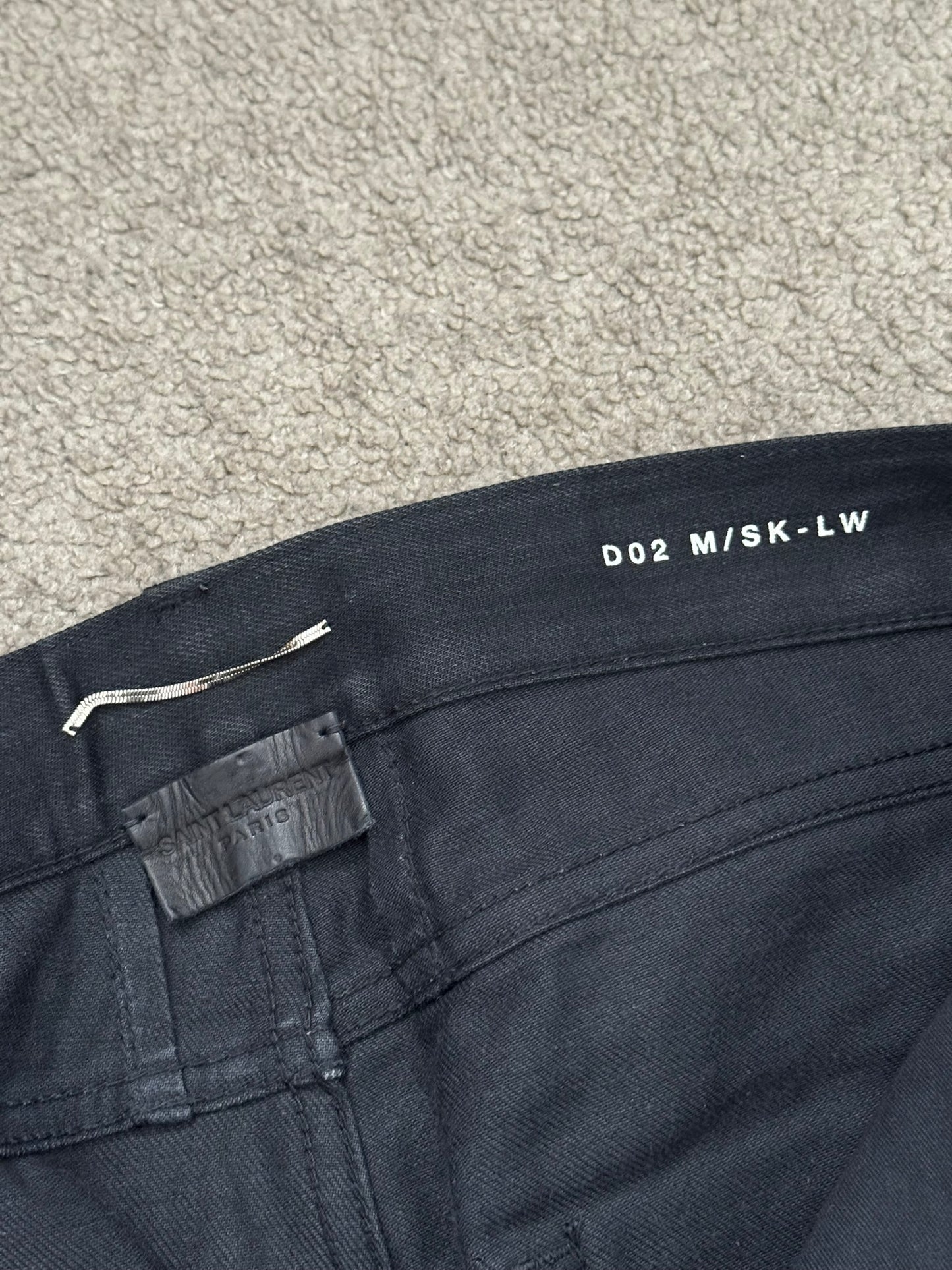 SS16 Saint Laurent by Hedi Slimane Black Waxed D02 Denim Jeans