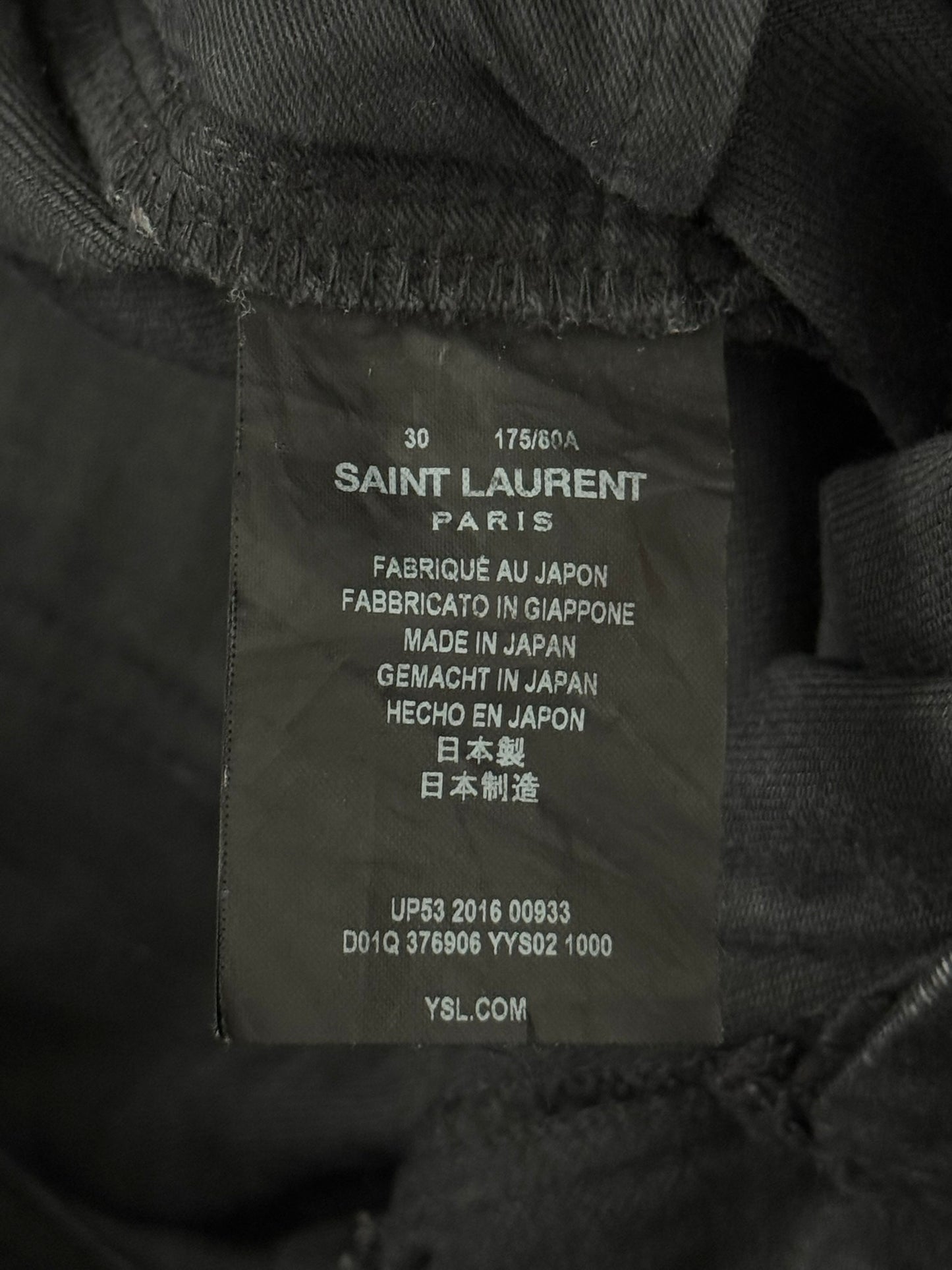 SS16 Saint Laurent by Hedi Slimane Black Waxed D02 Denim Jeans