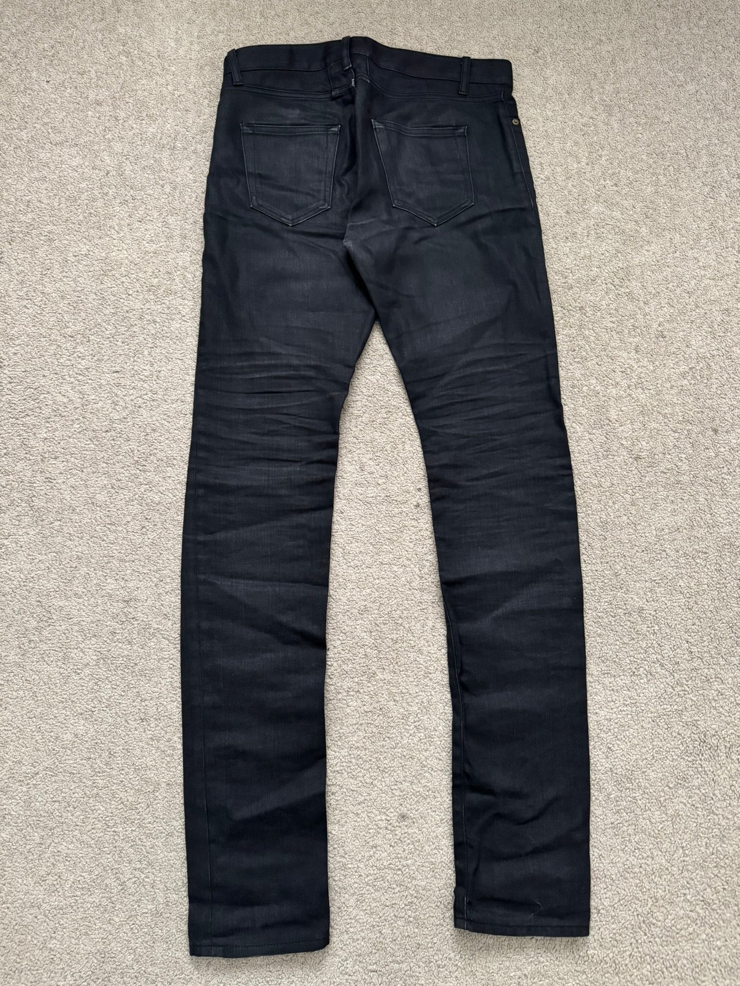 SS16 Saint Laurent by Hedi Slimane Black Waxed D02 Denim Jeans