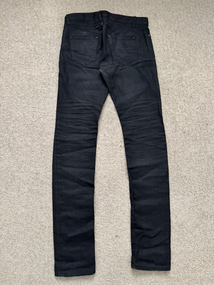 SS16 Saint Laurent by Hedi Slimane Black Waxed D02 Denim Jeans