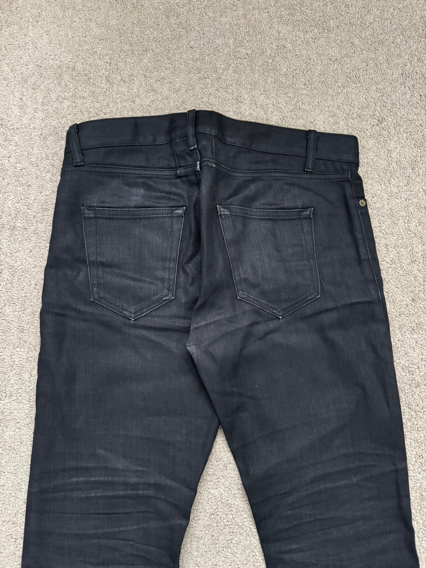 SS16 Saint Laurent by Hedi Slimane Black Waxed D02 Denim Jeans