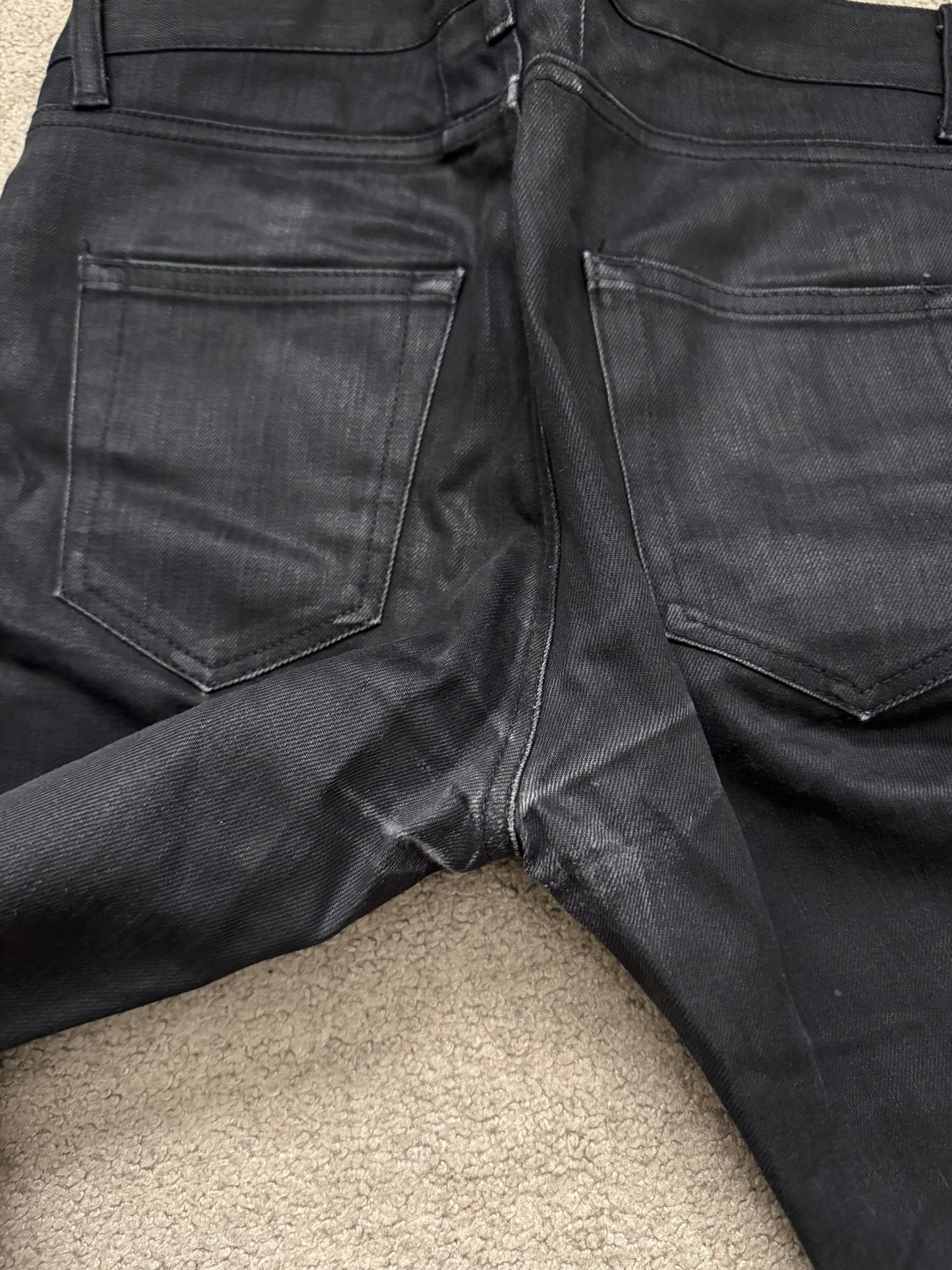 SS16 Saint Laurent by Hedi Slimane Black Waxed D02 Denim Jeans