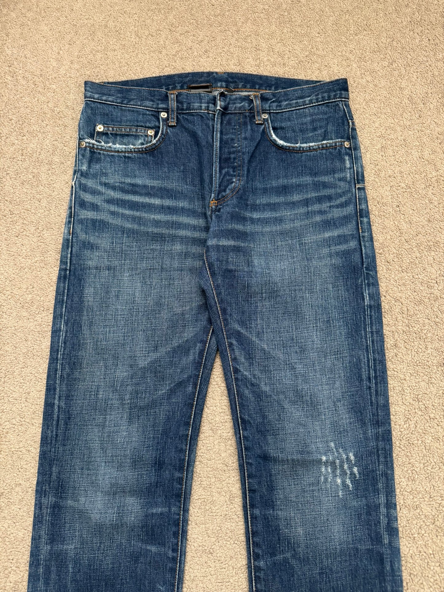 Dior Homme by Hedi Slimane MIJ Clawmark Blue Washed Denim Jeans