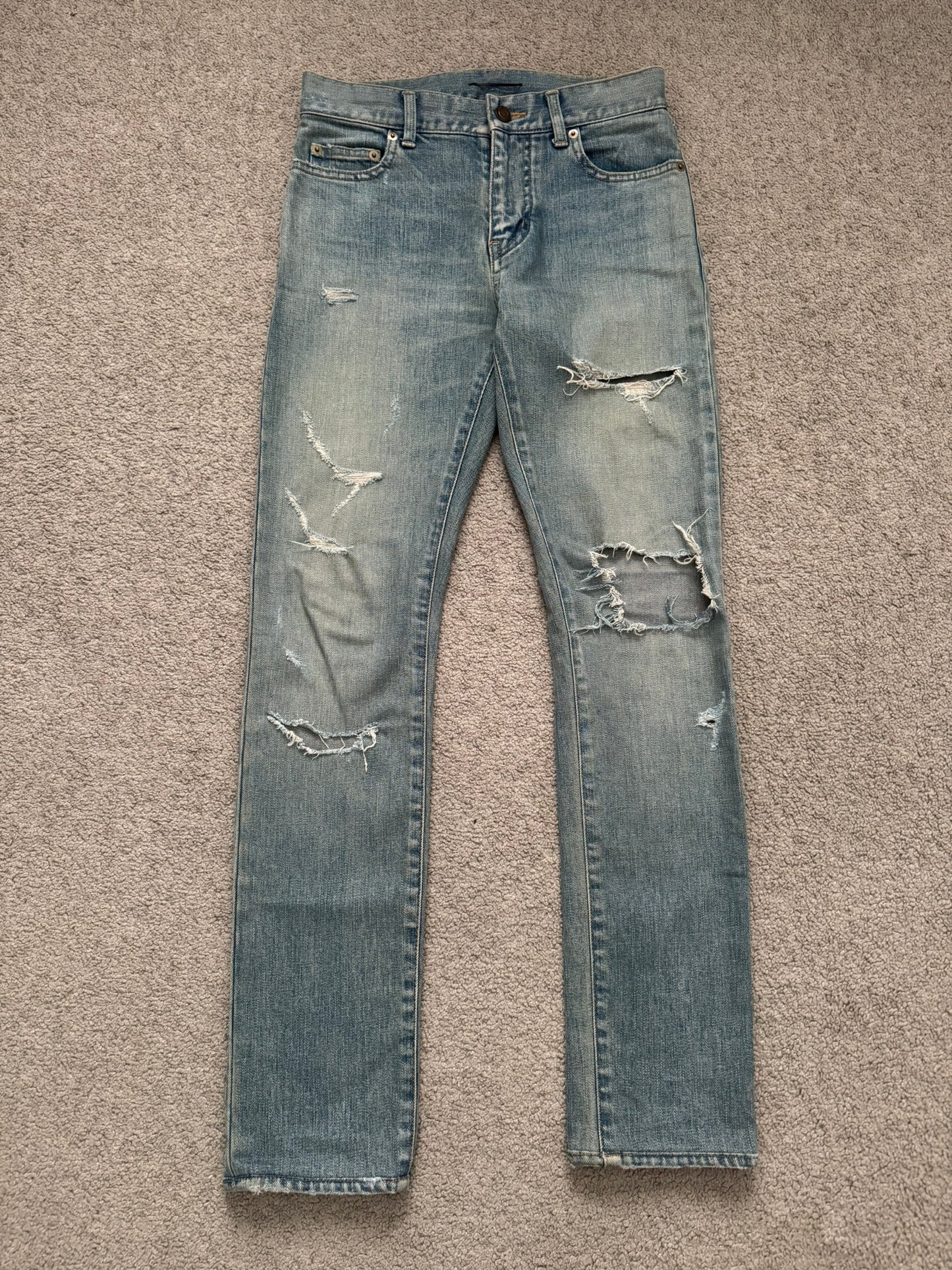 FW16 Saint Laurent by Hedi Slimane Crash Distressed D02 Denim Jeans