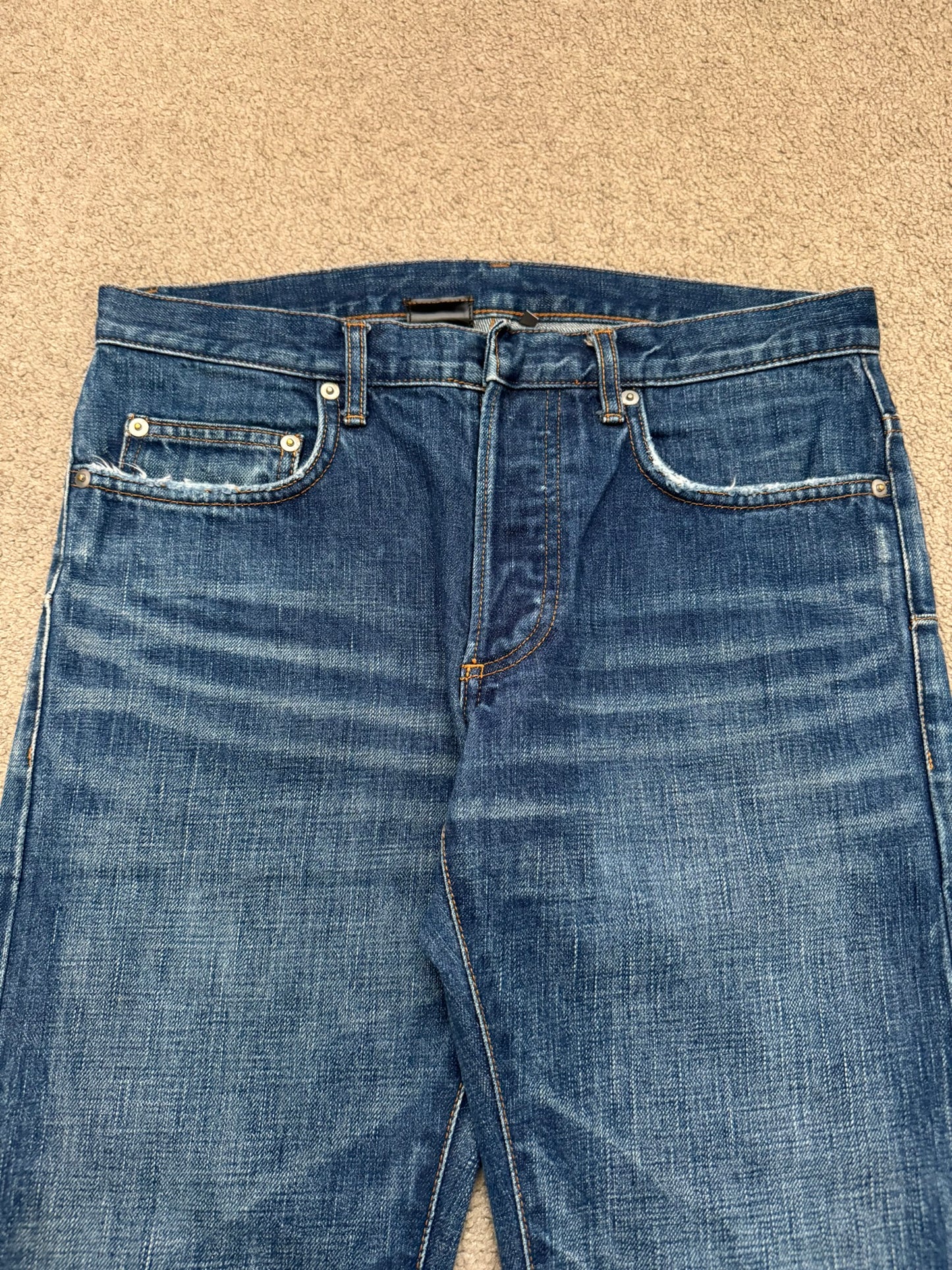 Dior Homme by Hedi Slimane MIJ Clawmark Blue Washed Denim Jeans