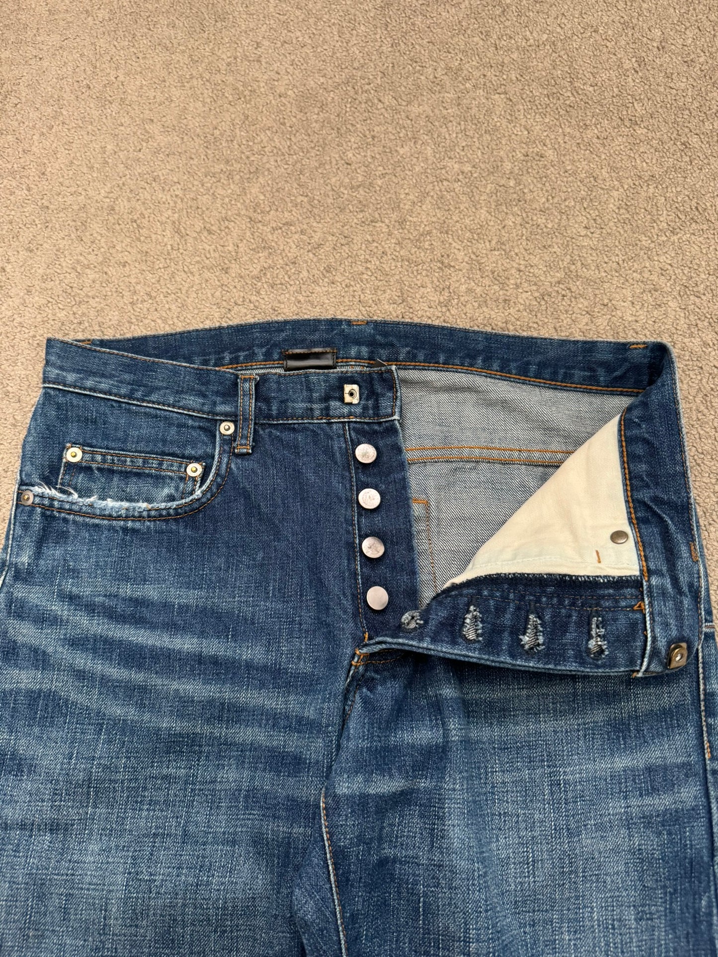 Dior Homme by Hedi Slimane MIJ Clawmark Blue Washed Denim Jeans