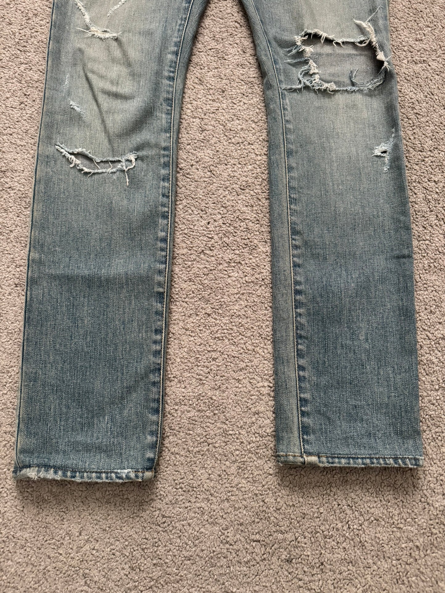 FW16 Saint Laurent by Hedi Slimane Crash Distressed D02 Denim Jeans