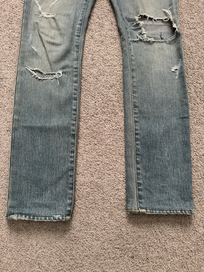 FW16 Saint Laurent by Hedi Slimane Crash Distressed D02 Denim Jeans