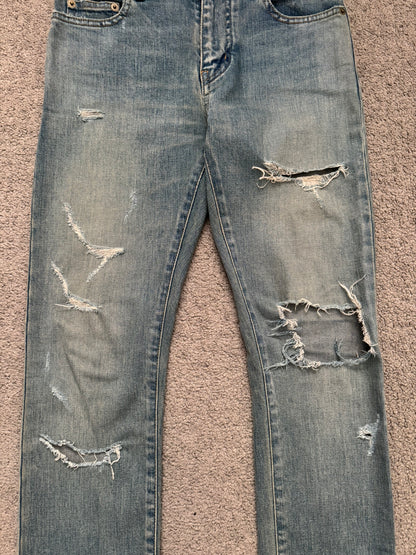 FW16 Saint Laurent by Hedi Slimane Crash Distressed D02 Denim Jeans