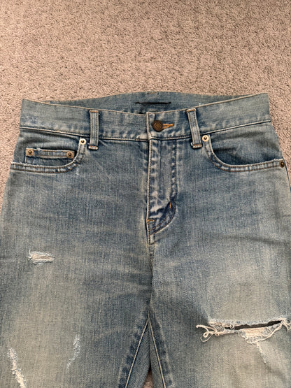 FW16 Saint Laurent by Hedi Slimane Crash Distressed D02 Denim Jeans