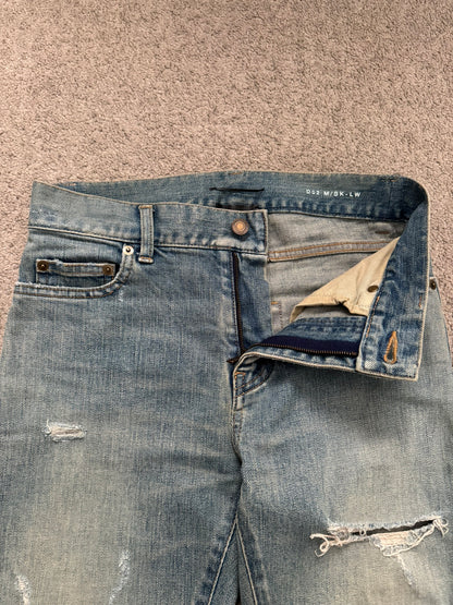 FW16 Saint Laurent by Hedi Slimane Crash Distressed D02 Denim Jeans