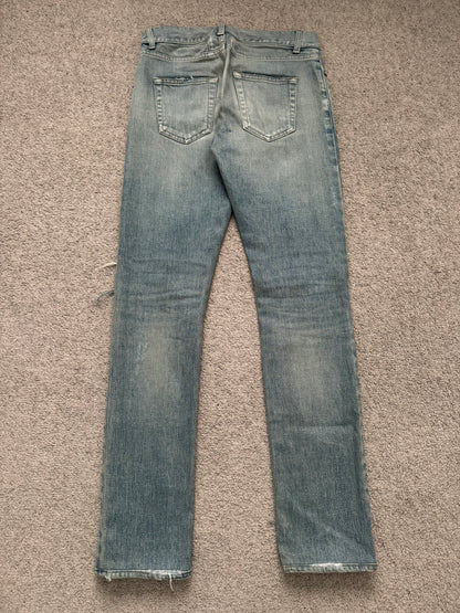 FW16 Saint Laurent by Hedi Slimane Crash Distressed D02 Denim Jeans