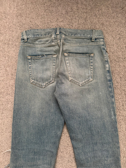 FW16 Saint Laurent by Hedi Slimane Crash Distressed D02 Denim Jeans