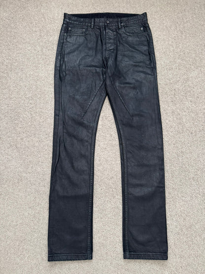 SS17 Rick Owens DRKSHDW Black Waxed Torrence Cut Denim Jeans