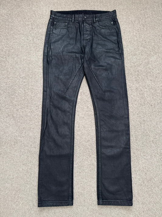 SS17 Rick Owens DRKSHDW Black Waxed Torrence Cut Denim Jeans