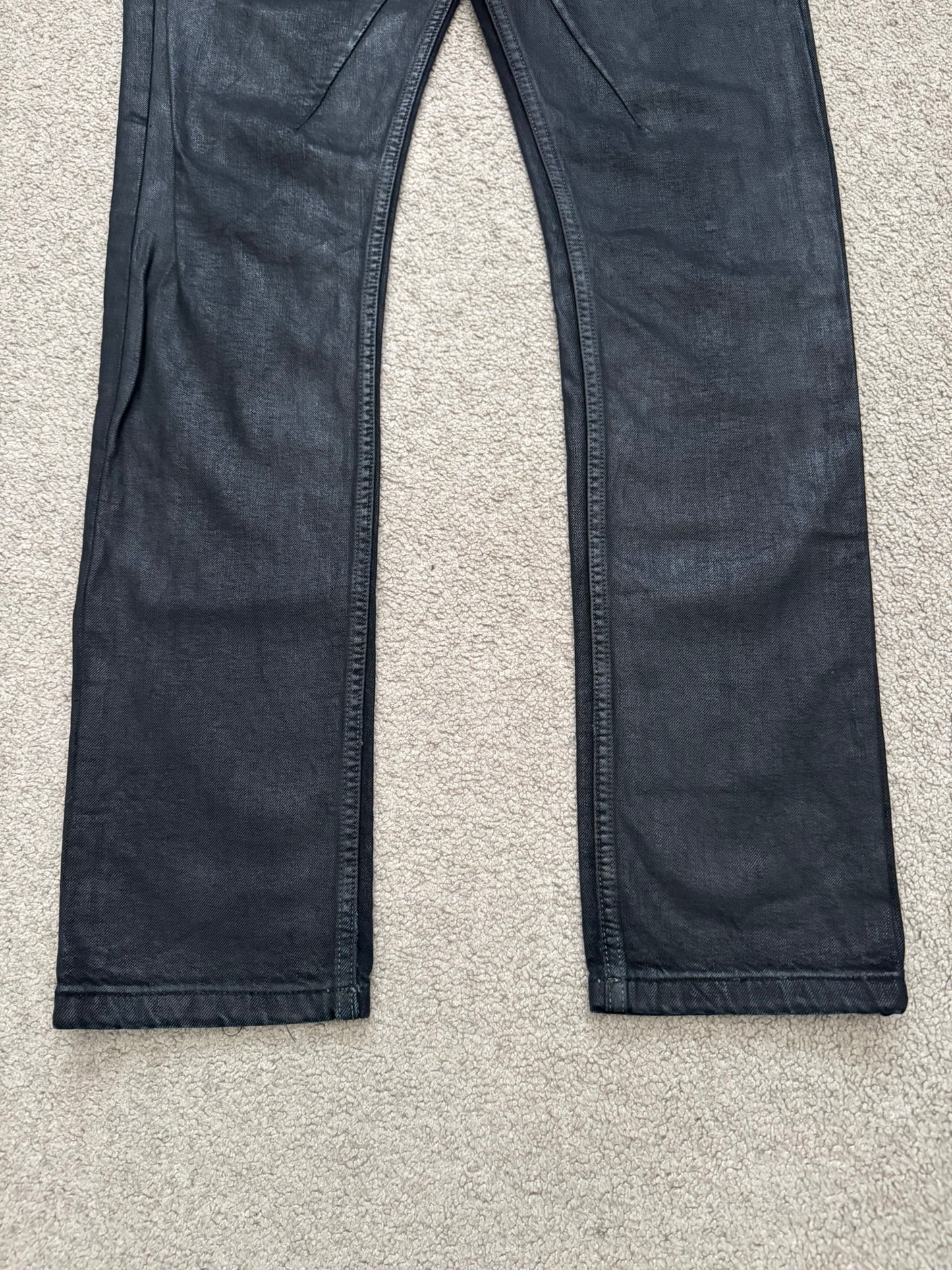 SS17 Rick Owens DRKSHDW Black Waxed Torrence Cut Denim Jeans